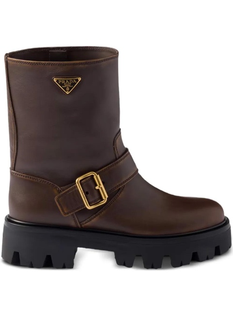 Prada 50mm buckle leather boots - Brown - zdjęcie produktu nr 1