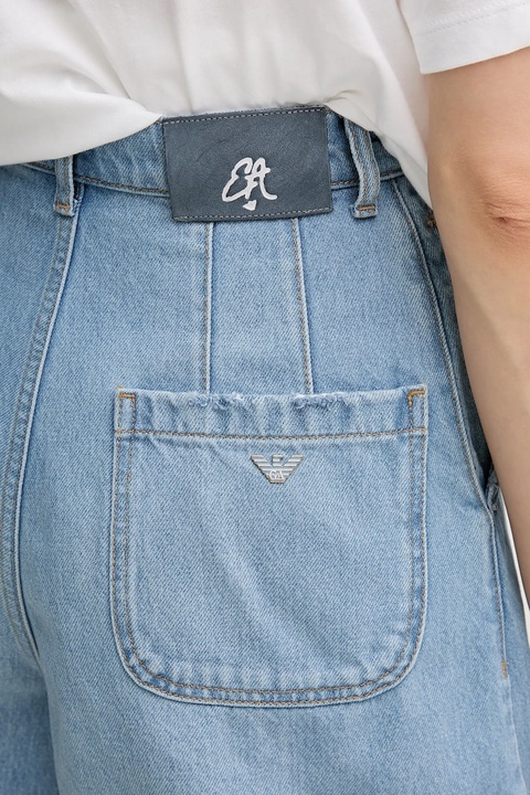 Emporio Armani szorty jeansowe damskie kolor niebieski gładkie high waist EW001498 AF12675 - zdjęcie produktu nr 2