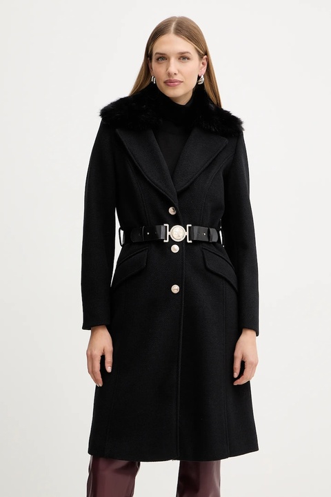 Guess płaszcz z domieszką wełny NEW PATRICE kolor czarny W5BL25 W2672 - zdjęcie produktu nr 1
