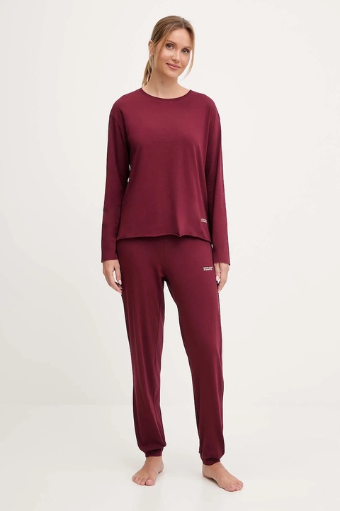 United Colors of Benetton piżama bawełniana damska kolor bordowy 35VB3P048 - zdjęcie produktu nr 1