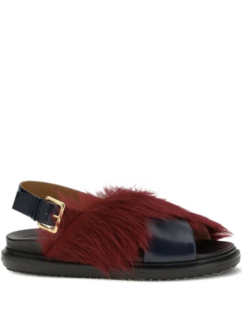 Marni fur-detail buckle fussbett sandals - Red - zdjęcie produktu nr 1