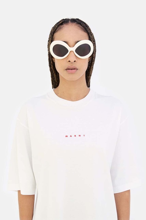 Marni okulary przeciwsłoneczne Lake Of Fire damskie kolor beżowy EYMRN00068 002 71D - zdjęcie produktu nr 1