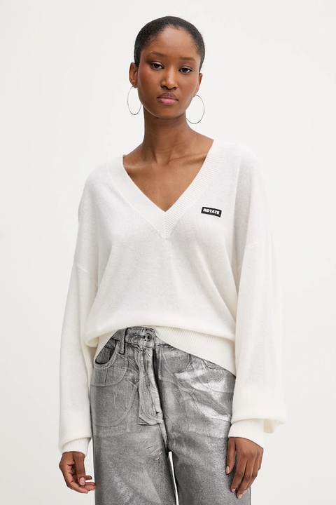 Rotate sweter wełniany damski kolor beżowy lekki 114309400 - zdjęcie produktu nr 1