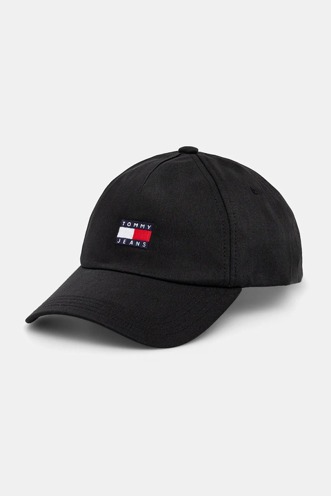 Tommy Jeans czapka z daszkiem bawełniana kolor czarny z aplikacją AW0AW16991 - zdjęcie produktu nr 1