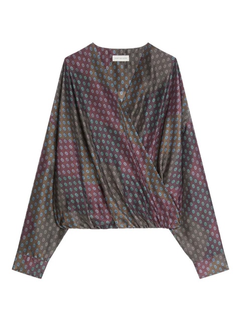 DRIES VAN NOTEN paisley-print draped top - Brown - zdjęcie produktu nr 1