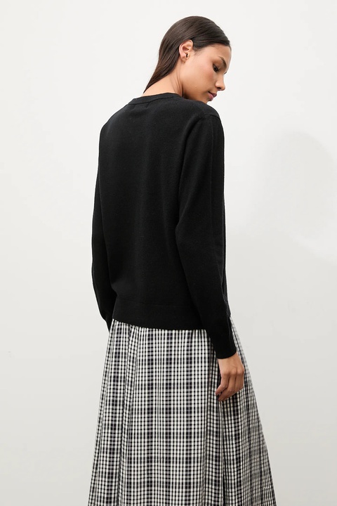 Answear.LAB sweter z wełny merino z apaszką damski kolor czarny lekki - zdjęcie produktu nr 2