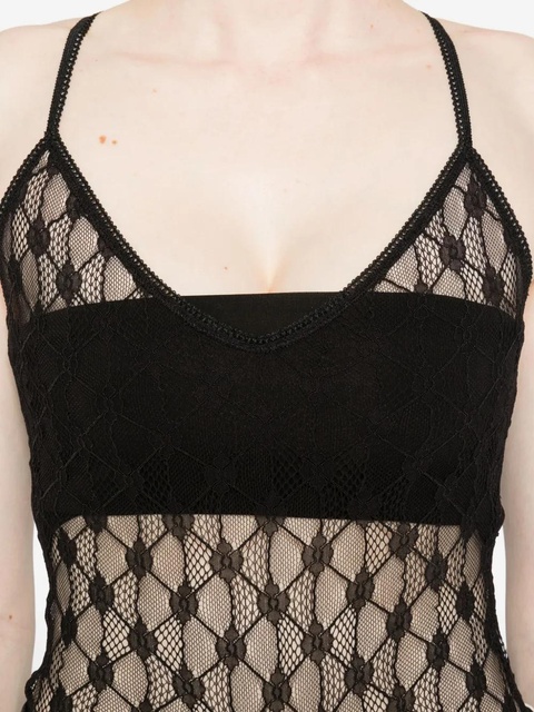 ISABEL MARANT geometric-pattern lace bodysuit - Black - zdjęcie produktu nr 1