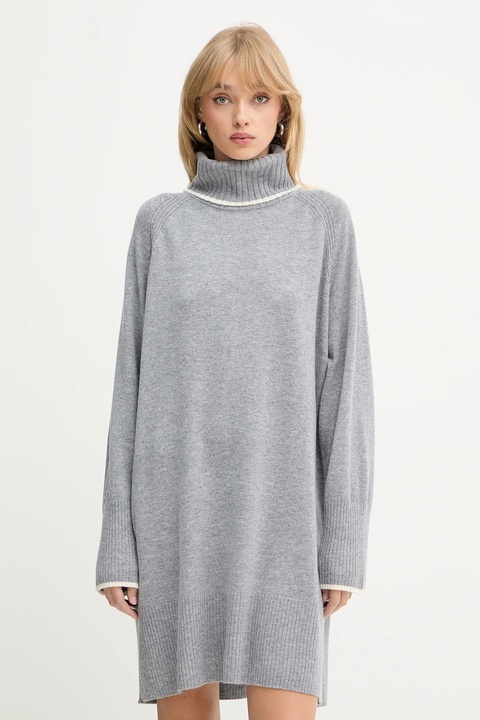 Pinko sukienka wełniana kolor szary mini oversize 105449 A2Q9 - zdjęcie produktu nr 1