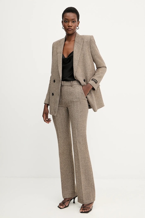 Ermanno Scervino spodnie damskie kolor brązowy dzwony high waist 57TP002ED0 - zdjęcie produktu nr 2