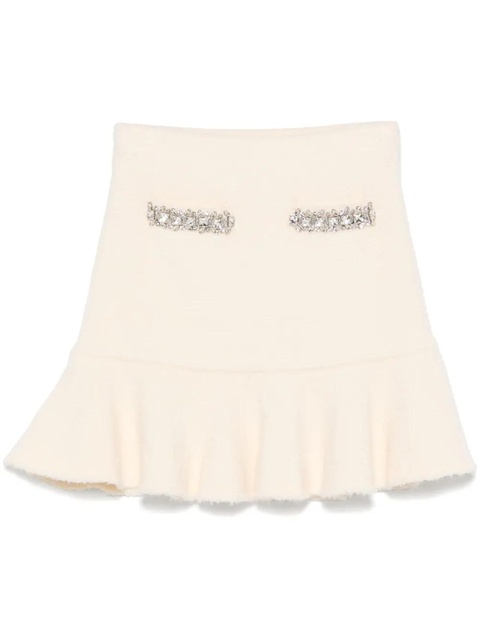 Self-Portrait crystal-embellished mini skirt - Neutrals - zdjęcie produktu nr 1
