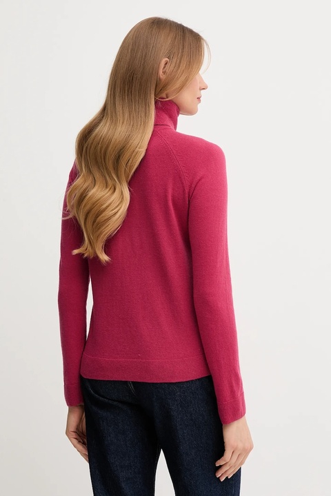 United Colors of Benetton sweter z dodatkiem wełny damski kolor różowy lekki z golfem 1035D2551 - zdjęcie produktu nr 2