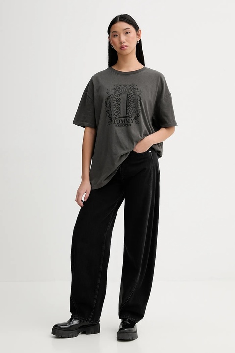 Tommy Jeans t-shirt bawełniany damski kolor szary DW0DW21858 - zdjęcie produktu nr 2