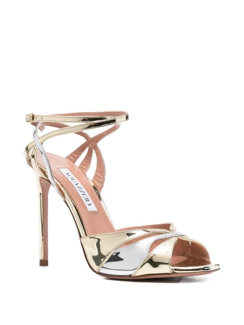 Aquazzura 110m metallic ankle-strap heeled sandals - Gold - zdjęcie produktu nr 2