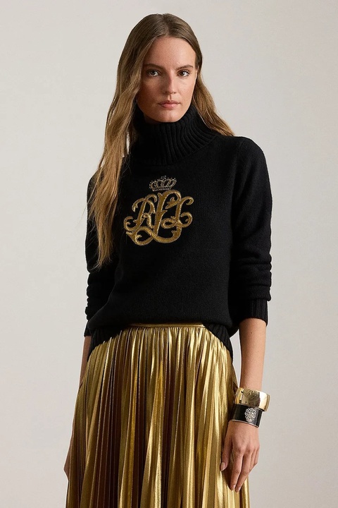 Lauren Ralph Lauren sweter z dodatkiem wełny damski kolor czarny z golfem 200979687 - zdjęcie produktu nr 1