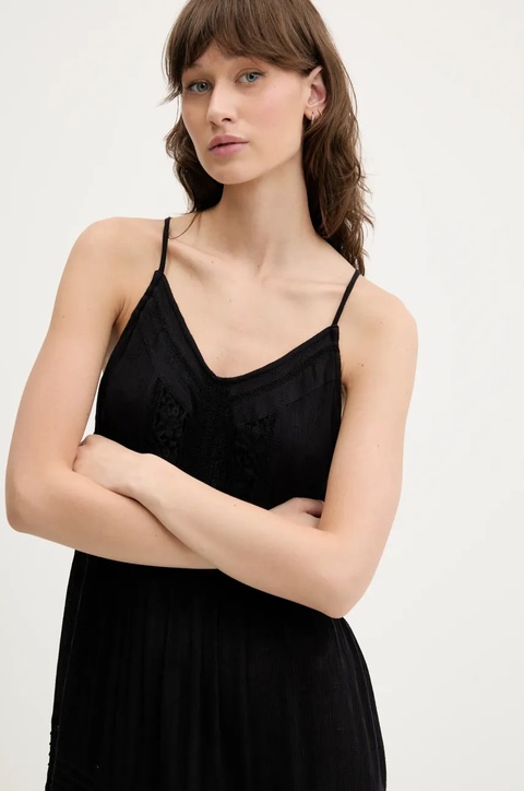 Superdry sukienka kolor czarny midi rozkloszowana W8011908A-02A - zdjęcie produktu nr 2