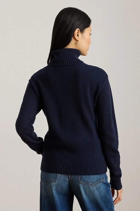 Lauren Ralph Lauren sweter kaszmirowy damski kolor granatowy z golfem 200P03372 - zdjęcie produktu nr 2