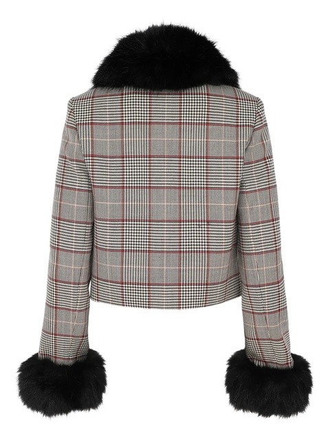 Self-Portrait check faux-fur jacket - Brown - zdjęcie produktu nr 2