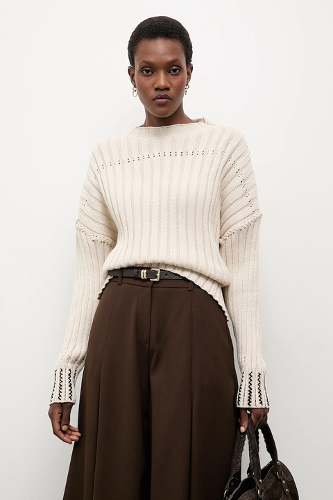 Answear.LAB sweter bawełniany damski kolor beżowy lekki - zdjęcie produktu nr 1