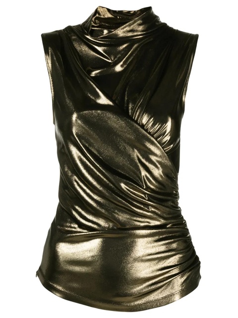 Blumarine metallic-finish gathering-detail blouse - Gold - zdjęcie produktu nr 1