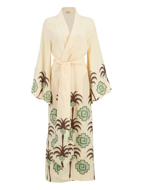 Johanna Ortiz Boa Whisper palm-tree geometric-print robe - Neutrals - zdjęcie produktu nr 1