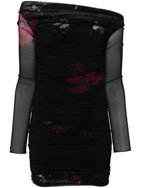 Blumarine rose-print tulle mini dress - Black - zdjęcie produktu nr 1