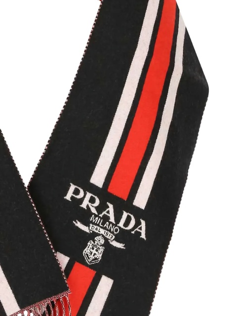 Prada striped logo scarf - Black - zdjęcie produktu nr 1