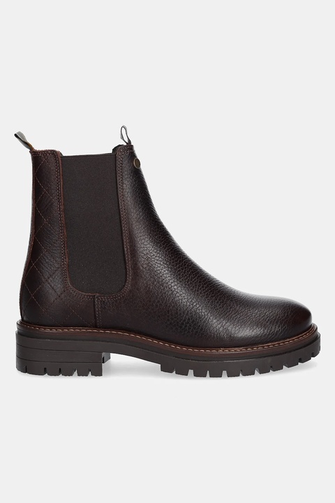 Barbour sztyblety skórzane Evie damskie kolor brązowy na płaskim obcasie LFO0575BR96 - zdjęcie produktu nr 2
