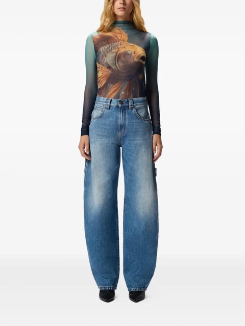 PINKO fish-print mesh top - Green - zdjęcie produktu nr 2