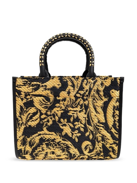 Versace small Barocco Athena raffia tote bag - Black - zdjęcie produktu nr 2
