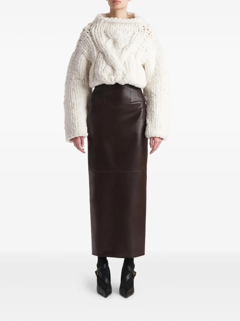 KHAITE Loxley lambskin high-waisted maxi skirt - Brown - zdjęcie produktu nr 2