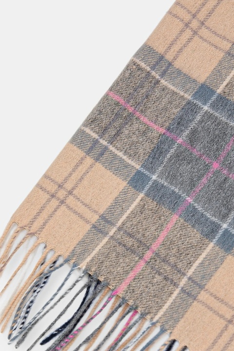 Barbour szalik wełniany damski kolor beżowy wzorzysty LSC0477 - zdjęcie produktu nr 2