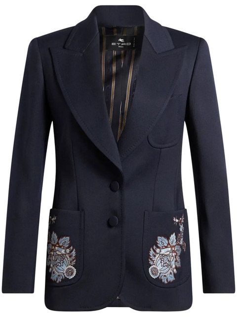 ETRO floral-embroidered wool blazer - Blue - zdjęcie produktu nr 1