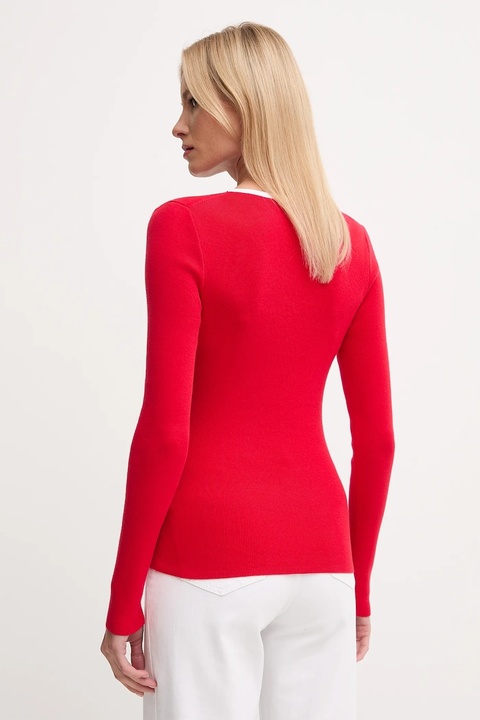 Calvin Klein Jeans sweter damski kolor czerwony LV044D360G - zdjęcie produktu nr 1