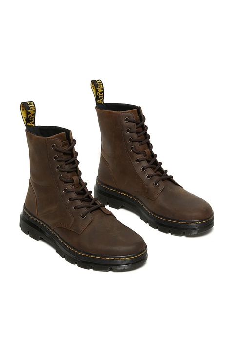 Dr. Martens botki skórzane Combs damskie kolor brązowy na płaskim obcasie DM26006207 - zdjęcie produktu nr 1
