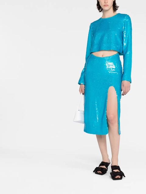 GANNI sequin-embellished midi skirt - Blue - zdjęcie produktu nr 2