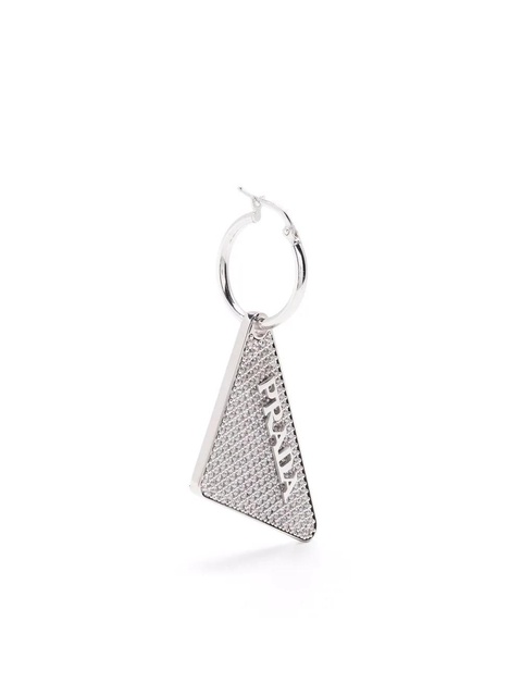 Prada triangle logo plaque earring - Silver - zdjęcie produktu nr 1