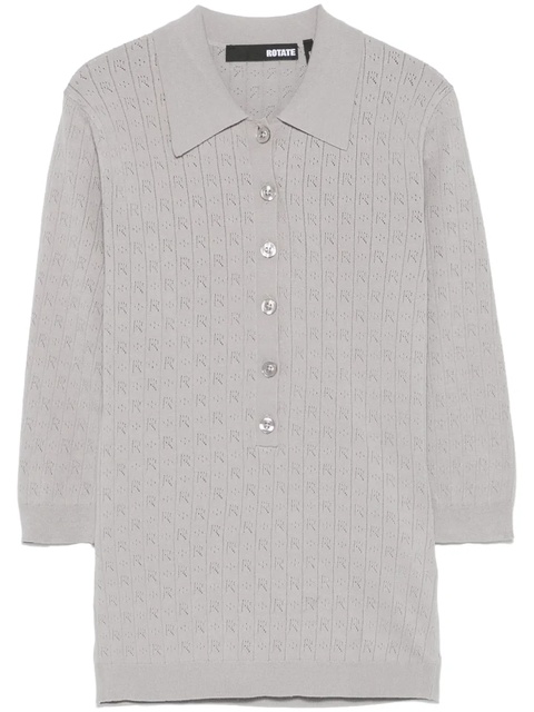 ROTATE BIRGER CHRISTENSEN pointelle-knit polo top - Grey - zdjęcie produktu nr 1