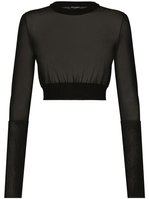 Dolce & Gabbana semi-sheer cropped top - Black - zdjęcie produktu nr 2