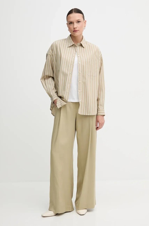Sisley spodnie damskie kolor zielony szerokie high waist 4V7PLF06N - zdjęcie produktu nr 2