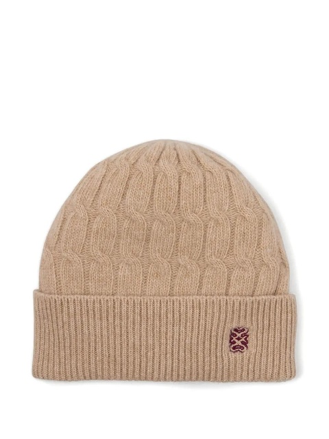 SANDRO cable-knit embroidered beanie hat - Neutrals - zdjęcie produktu nr 2