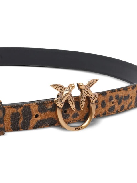 PINKO leopard-print love-birds belt - Brown - zdjęcie produktu nr 1