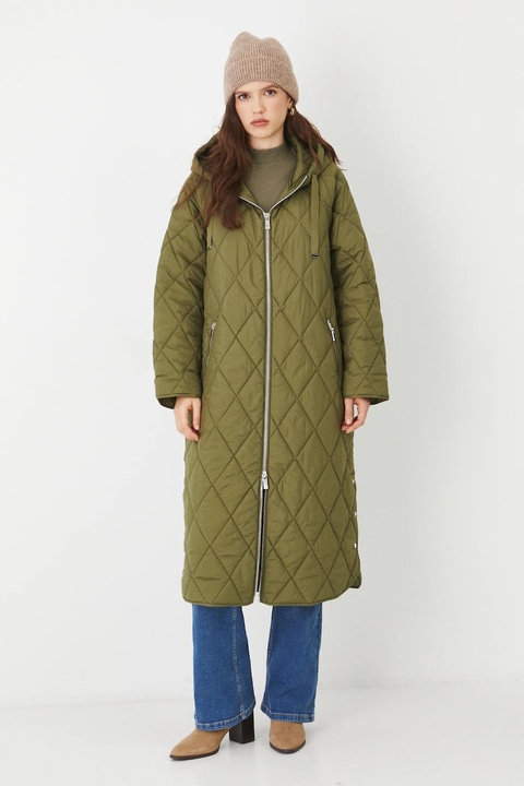 Medicine płaszcz damski kolor zielony przejściowy oversize - zdjęcie produktu nr 1