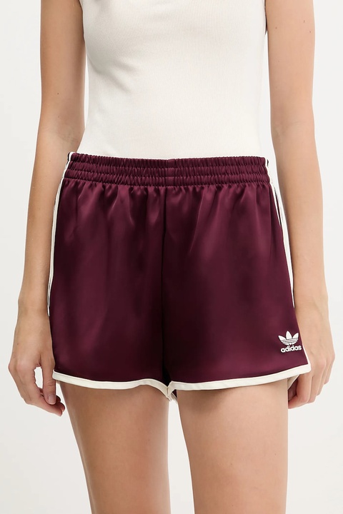 adidas Originals szorty 3-Stripes damskie kolor bordowy gładkie high waist KA7738 - zdjęcie produktu nr 1