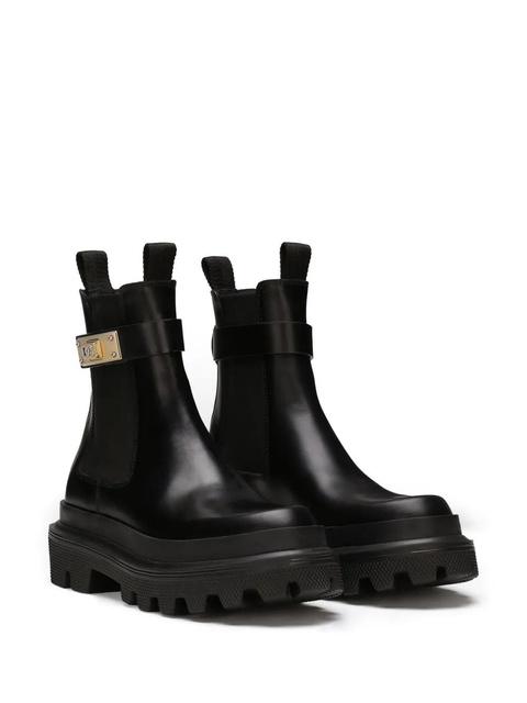 Dolce & Gabbana branded-strap leather Chelsea boots - Black - zdjęcie produktu nr 1