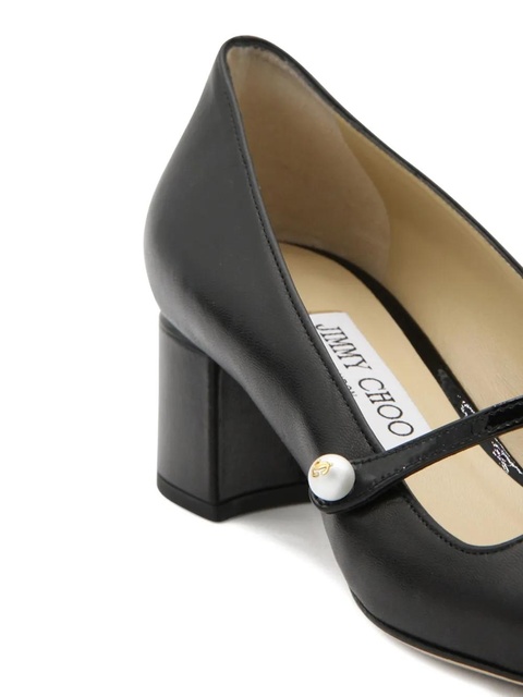 Jimmy Choo pearl-embellished block-heel pumps - Black - zdjęcie produktu nr 2