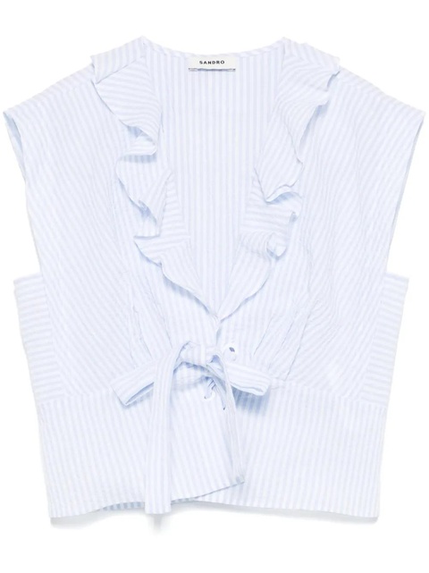 SANDRO striped crop top - Blue - zdjęcie produktu nr 1