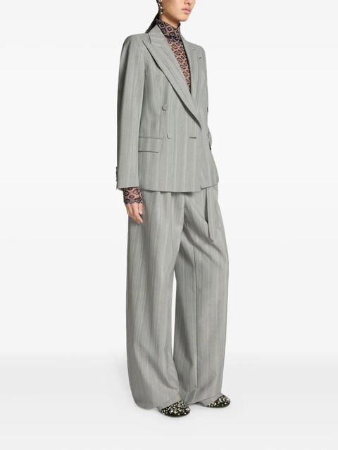DRIES VAN NOTEN pinstripe double-breasted blazer - Green - zdjęcie produktu nr 2