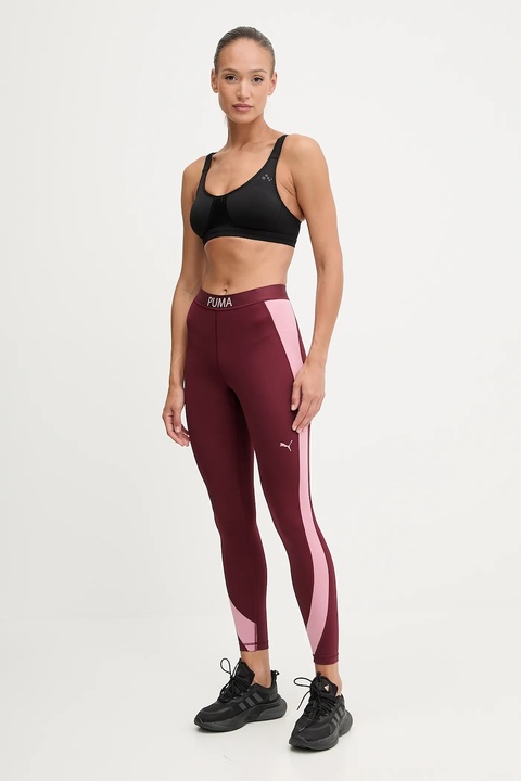 Puma legginsy treningowe damskie kolor bordowy wzorzyste 526679 - zdjęcie produktu nr 1