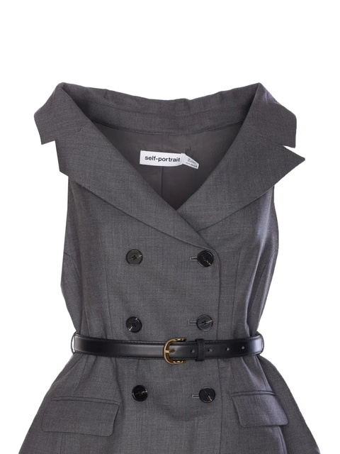 Self-Portrait double-breasted belted dress - Grey - zdjęcie produktu nr 2