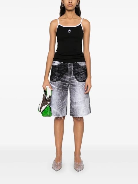 Marine Serre Moon Logo Ribbed tank top - Black - zdjęcie produktu nr 2